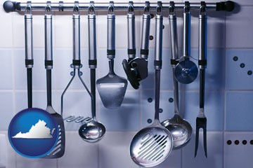restaurant kitchen utensils - with Virginia icon