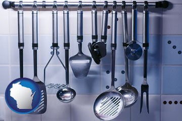 restaurant kitchen utensils - with Wisconsin icon