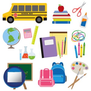 back-to-school supplies - with Colorado icon