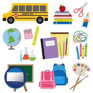 back-to-school supplies - with South Dakota icon