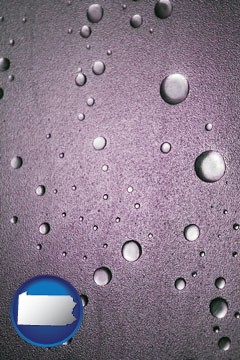 water droplets on a shower door - with Pennsylvania icon