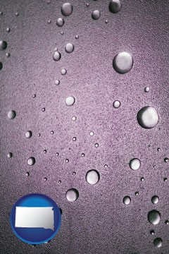 water droplets on a shower door - with South Dakota icon