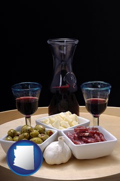tapas and red wine - with Arizona icon