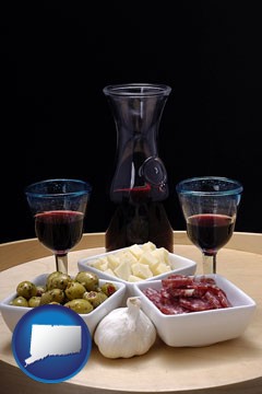 tapas and red wine - with Connecticut icon