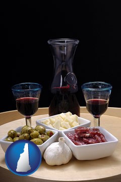 tapas and red wine - with New Hampshire icon