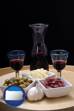 tapas and red wine - with Pennsylvania icon