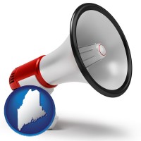 maine map icon and a megaphone