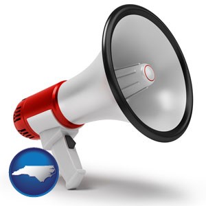 a megaphone - with North Carolina icon
