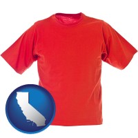 ca map icon and a red t-shirt