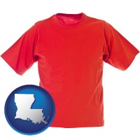 louisiana map icon and a red t-shirt