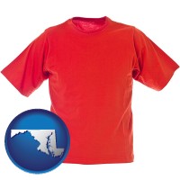 md map icon and a red t-shirt