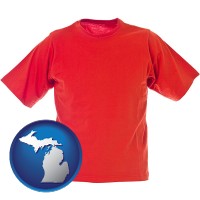 mi map icon and a red t-shirt