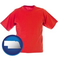 ne map icon and a red t-shirt