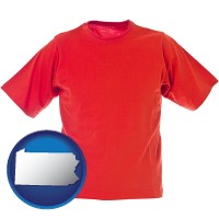 pennsylvania map icon and a red t-shirt