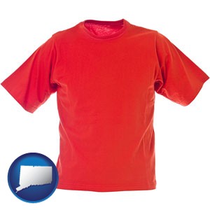 a red t-shirt - with Connecticut icon