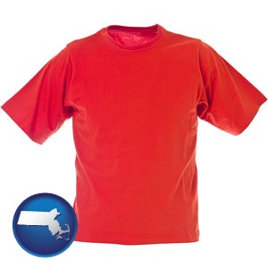 a red t-shirt - with Massachusetts icon