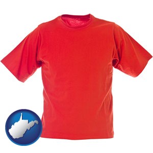 a red t-shirt - with West Virginia icon