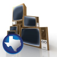 texas map icon and vintage televisions