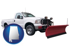 alabama map icon and a pickup truck snowplow accessory
