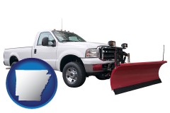 arkansas map icon and a pickup truck snowplow accessory