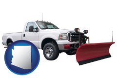 arizona map icon and a pickup truck snowplow accessory