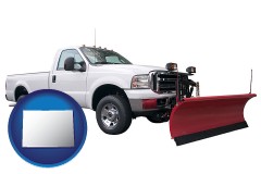 colorado map icon and a pickup truck snowplow accessory