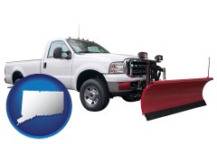 connecticut map icon and a pickup truck snowplow accessory