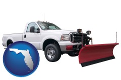 florida map icon and a pickup truck snowplow accessory