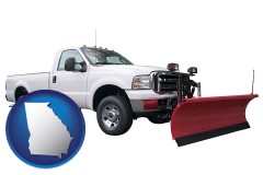 georgia map icon and a pickup truck snowplow accessory