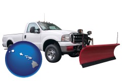 hawaii map icon and a pickup truck snowplow accessory