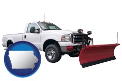iowa map icon and a pickup truck snowplow accessory