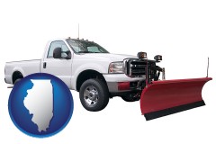 illinois map icon and a pickup truck snowplow accessory