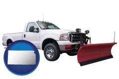 kansas map icon and a pickup truck snowplow accessory