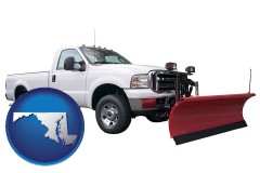 maryland map icon and a pickup truck snowplow accessory