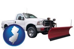 new-jersey map icon and a pickup truck snowplow accessory