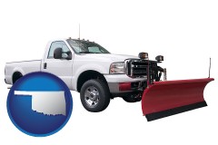 oklahoma map icon and a pickup truck snowplow accessory