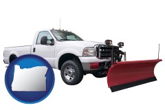 oregon map icon and a pickup truck snowplow accessory