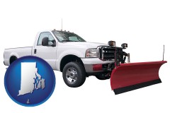 rhode-island map icon and a pickup truck snowplow accessory