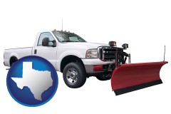 texas map icon and a pickup truck snowplow accessory