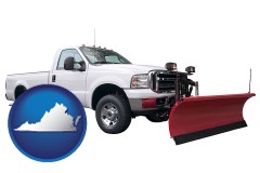 virginia map icon and a pickup truck snowplow accessory