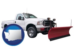washington map icon and a pickup truck snowplow accessory