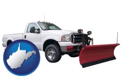 west-virginia map icon and a pickup truck snowplow accessory