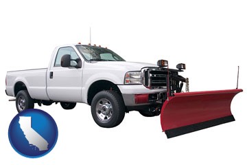 a pickup truck snowplow accessory - with California icon