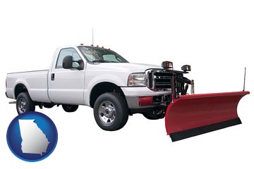 a pickup truck snowplow accessory - with Georgia icon