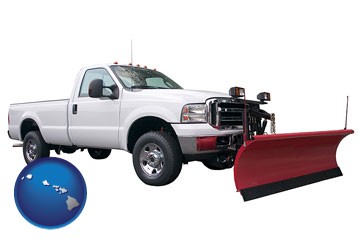 a pickup truck snowplow accessory - with Hawaii icon