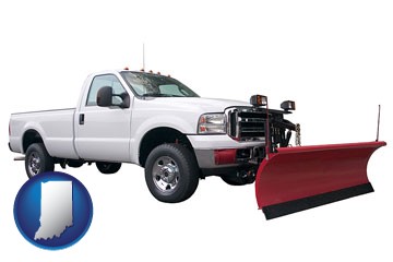 a pickup truck snowplow accessory - with Indiana icon
