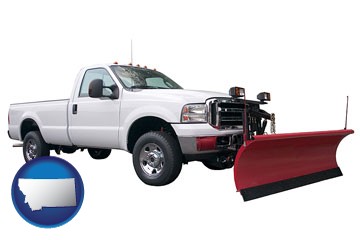 a pickup truck snowplow accessory - with Montana icon