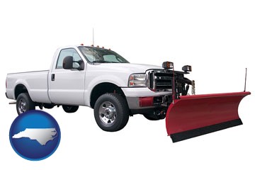 a pickup truck snowplow accessory - with North Carolina icon