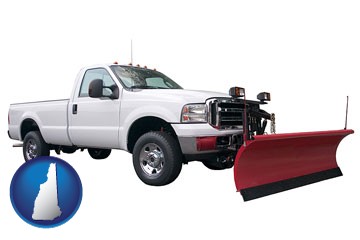 a pickup truck snowplow accessory - with New Hampshire icon