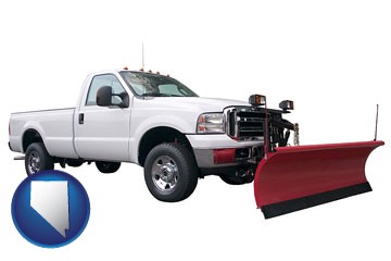 a pickup truck snowplow accessory - with Nevada icon